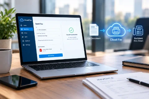 Laptop with digital fax / document sending
