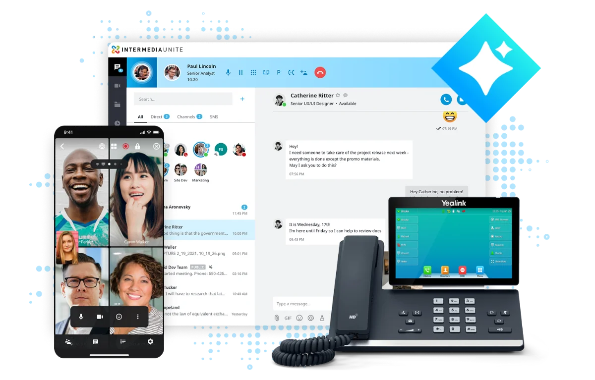 Elevate desktop app on screen, or office phone + laptop